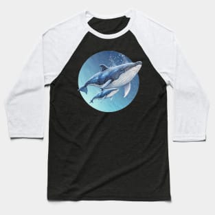 Humpback Whale Swimming with Baby Whale Baseball T-Shirt
